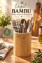 Natural Mini Bamboo Fork Spoon Knife Holder Kitchen Countertop Organizer