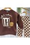 Girls' and Boys' Cookie Patterned 3-Ply Cotton Sweatshirt and Trackpants Set for Ages 2-8 - 2