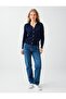 Navy Blue Shirt Collar Button Detailed Knitwear Cardigan - 2