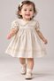 Baby Girl 100% Cotton Baby Collar Short Sleeve Muslin Dress M00864 Ecru - 2