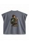 Attack on Titan Hange Zoe Field Goggles Printed Boxy Oversize Sleeveless T-Shirt - Anthracite - 2