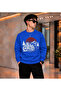 Men's Retro Motorcycle and Mountain Themed Printed Crew Neck Casual Regular Fit Sweatshirt