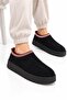 Women's Black Embroidery Detailed Extra Soft Thick Sole Ankle Slippers Boots with Fur Inside - 3