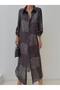 Women's Satin Text Patterned Shirt Dress