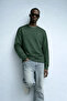 Men's Embroidered Shiny Khaki Sweatshirt - 3