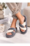 Women's Plush House Slippers with Cross Straps, Open Toe, Thick Sole, Winter Comfortable House Slippers, Dowry Slippers Stc1349 - 2