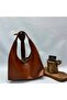 Women's Tan Brown Large Hobo Shoulder Bag Soft Textured Stylish Daily Bag Large Internal Volume Modern Design Handbag - 2