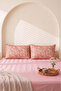 Powder Pink Spring Double Elastic Bed Sheet Set 160X200 cm - 3 Pieces - 2