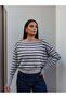 Striped One-Shoulder Slim Knit Sweater - 2