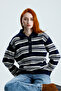 Striped Polo Collar Knit Sweater
