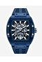 Skeleton Automatic Blue Silicone Strap Watch