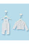 Baby Boys Ivory And Blue Dungaree Set 2 Piece