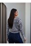 Striped One-Shoulder Slim Knit Sweater - 5