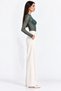 Women's Emerald Color Elastic Tulle Fabric Long Sleeve Crew Neck Bottom Snap Bady Suit Blouse - 6