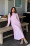Women's Long Buttoned Pink Striped Shirt Dress - 4