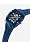 Skeleton Automatic Blue Silicone Strap Watch - 2