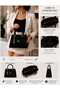 Women's 2-Piece Set Black Glittery Two-Compartment Gold Tassel Hand and Shoulder Bag and Card Holder - 2
