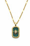 Gold Color Emerald Green Polar Star Necklace - Gold - 2
