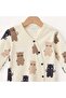 Baby Girl and Boy Unisex Teddy Bear Patterned 100% Cotton Romper with Booties and Hat - 4