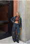 Women's Denim Jeans in Denim Color 1W6-8, Barrel Fit, with Belt and Embroidery Detail, Special Design - 4