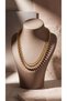 Gold Three Row Ball Beaded Necklace Layered Stylish Women's Necklace - 2