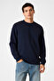 Crew Neck Navy Blue Sweatshirt - 5