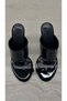 Scarlet Patent Leather Heelled Slippers Black - 2
