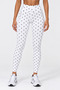 Women's White Color Polka Dot Detailed High Waist Gathering Flexible Plain Tights