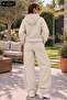Women's Hooded Wide Leg Two-Piece Tracksuit Set with Kangaroo Pockets Oversize - 2