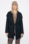 Women's Black Double-Breasted Collar Lined Belted Belted Cashmere Coat 99002 60283566 - 5