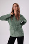 Emerald Green Stand Collar Plush Jacket with Pockets and Zipper - 2