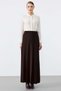 Pleated Rayon Skirt Brown