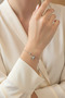 Women's Steel Heart Figured Stone Detailed Adjustable Chain Bracelet - 2