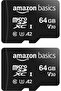 microSDXC Memory Card with Full Size 64 GB (2pack), Black