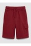 ⁠ Unisex Children's Burgundy Cargo Shorts with Pockets, Elastic Waist and Laces / Girls' and Boys' Shorts ⁠ - 2