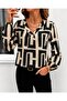Women's long sleeve v-neck pleated front leopard print supreme blouse