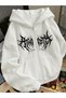 Gothic Design Oversize Zippered Unisex Hooded Cardigan