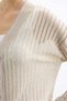 Openwork linen knit cardigan beige - 2
