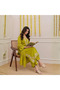 Green Embroidered Cotton Kurta Set with V-Neckline - ALV2115 | Green-Size:5XL-50-Inches