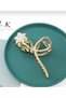Gold Metal Hair Clip with White Flower Figure - Stylish Large Hair Clip with Enamel Leaf Detail for Women - 2
