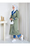 Women's Denim Detail Trench Coat - 6
