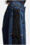 Women's Blue Straight Fit Suede Detailed Special Design Napoleon Denim Jeans - 3
