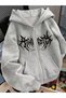 Gothic Design Oversize Zippered Unisex Hooded Cardigan