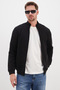 Ribbed Collar Zippered Regular Fit Jacket - 3