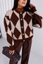 Diamond Patterned Buttoned Cardigan - 2