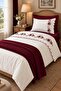 Rosalin Rose Embroidered and Ruffled 100% Cotton 5 Piece Single Duvet Cover Set