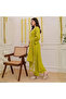 Green Embroidered Cotton Kurta Set with V-Neckline - ALV2115 | Green-Size:5XL-50-Inches - 3