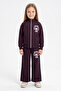Bowknot Printed Stand Collar Zippered Girls' 2-Piece Set - 2