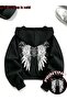 Gothic Design Oversize Zippered Unisex Hooded Cardigan