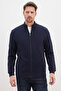 Ribbed Collar Zippered Regular Fit Jacket - 2